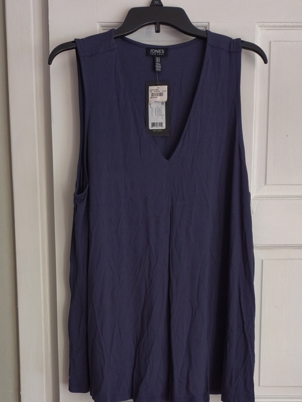 Jones New York Navy V-Neck Sleeveless Tunic Tank